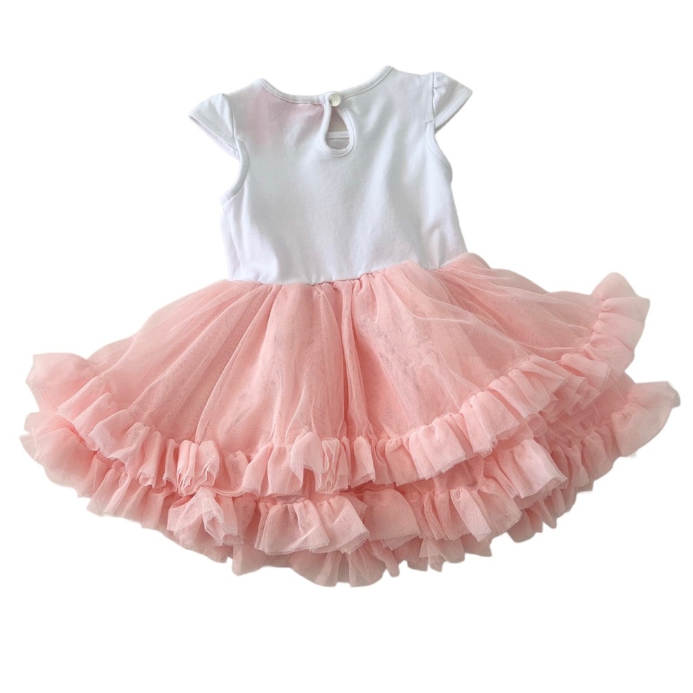 Isaac Mizrahi Peach Tulle Easter Ruffle Dress w/ Bunnies | Baby Girl 0-3 Months - Picture 5 of 8
